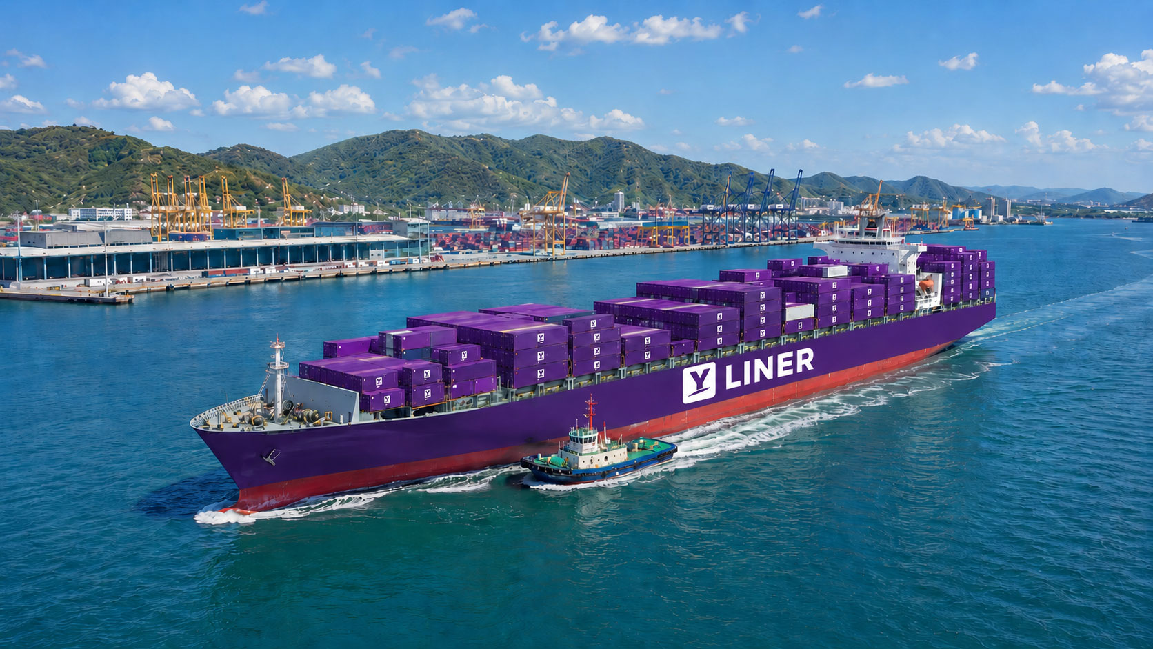 Container vessel carrying YLiner cargo across regional trade corridors